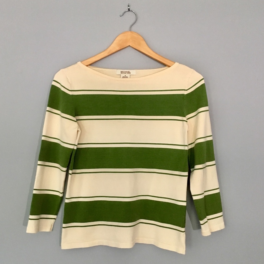 Michael Kors | Green & Cream Bold Striped Sweater